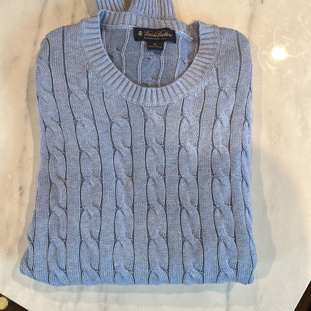 Brooks Brothers Supima Cotton Cable Men’s Crewneck Sweater, XL